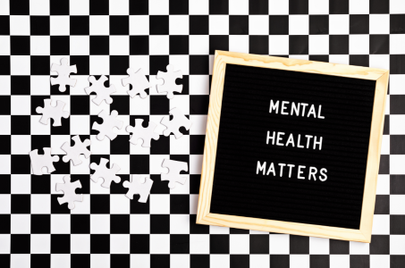 mental health matters motivational quote on the letter board